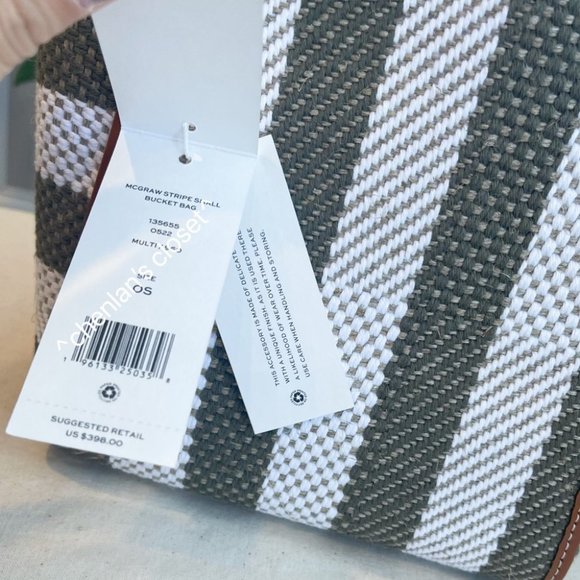 🔥NeW! Tory Burch McGraw Woven Stripe Small Bucket Bag - Picture 12 of 16